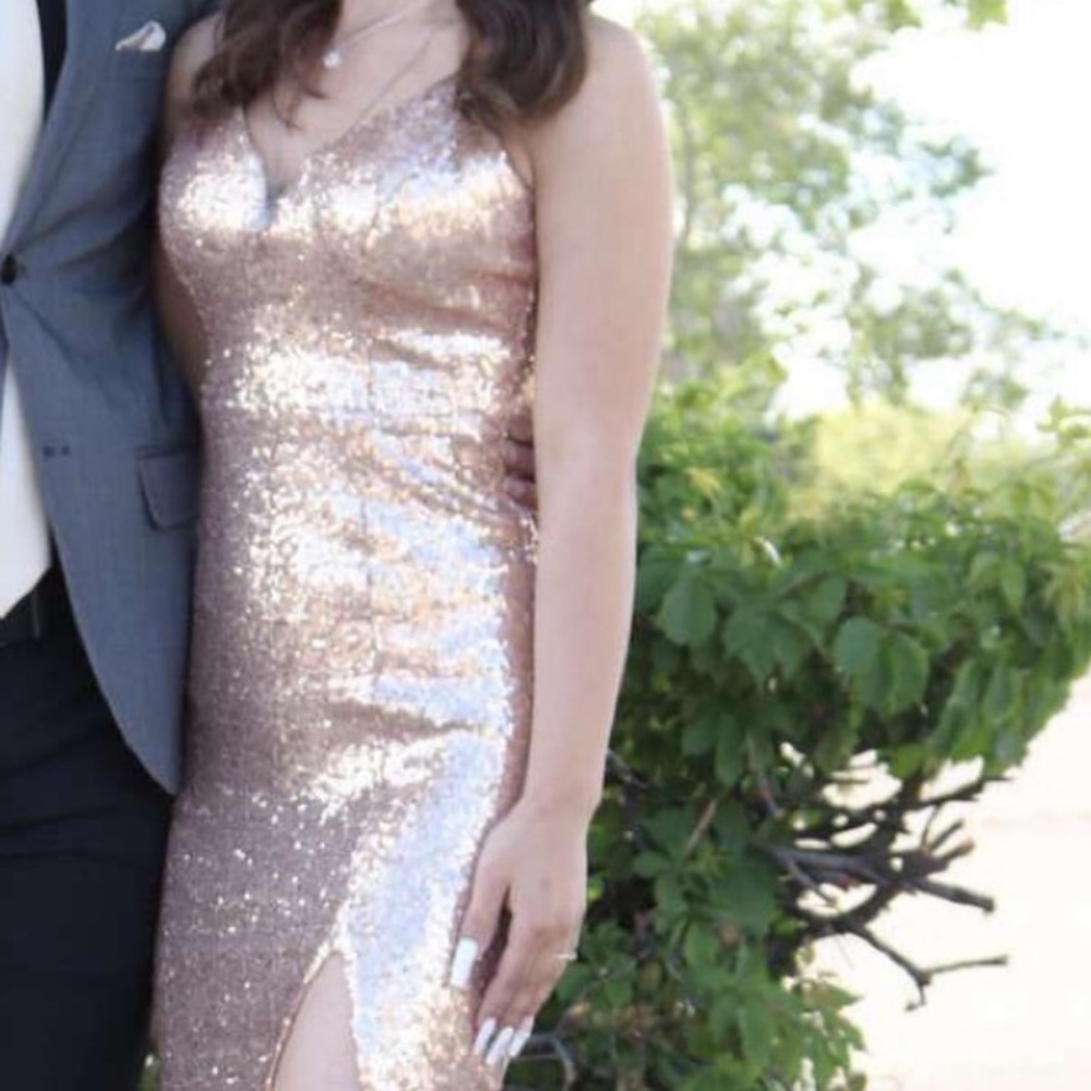 Rose gold Sequenced Prom dress